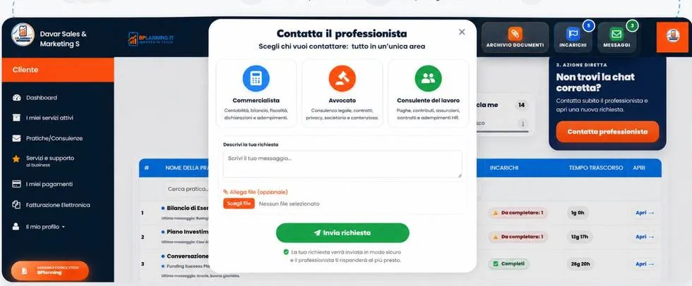 Area riservata BPlanning: scelta del professionista da contattare tra commercialista, avvocato e consulente del lavoro